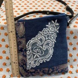 denim purse with lace